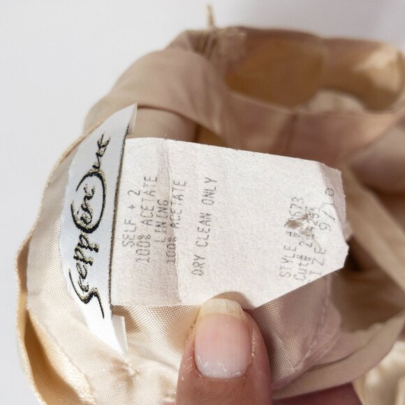 Vintage Steppin Out Satin Maxi Dress In Champagne Beige SZ S - Picture 14 of 15